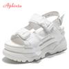 Fashion Aphixta Platform Shoes Women Sandals Wedge Heels Height Increaming Summer Buckle Thick Soled Beach Canvas Sandals Big Size 43