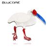 New Design Acrylic Animal Brooch Anime White Crane Shape for Women Children Dress Hat Hijab Pin