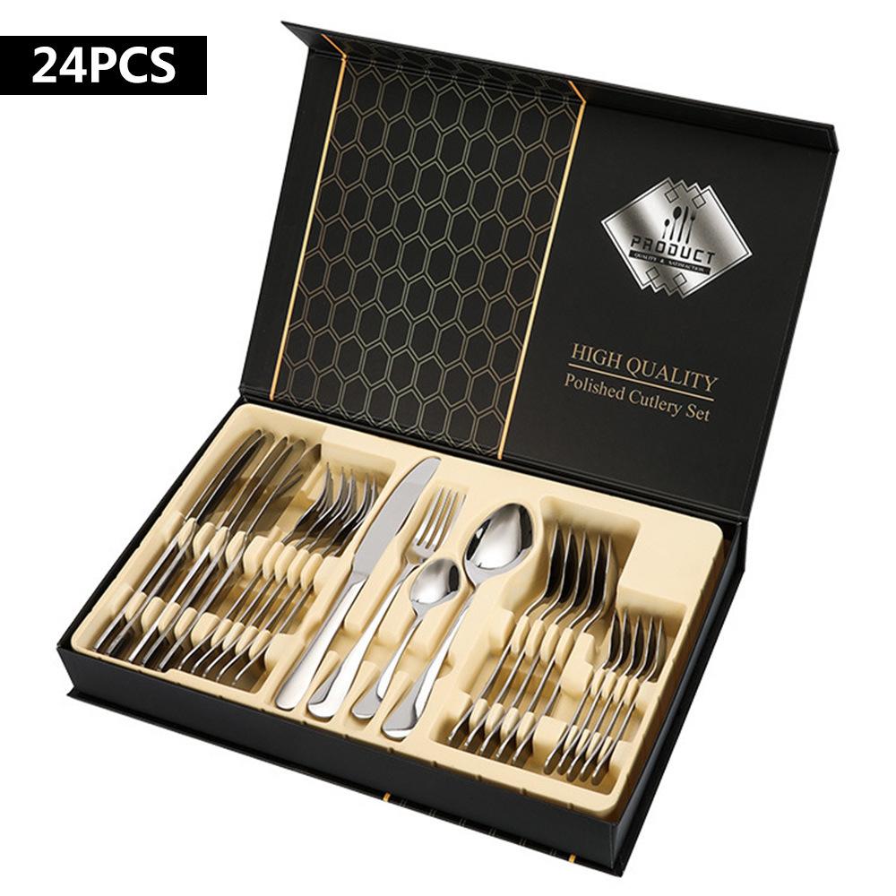Tableware Set Stainless Steel Tableware 24-piece Knife, Fork and Spoon Gift Box Set Kitchen Tableware Set