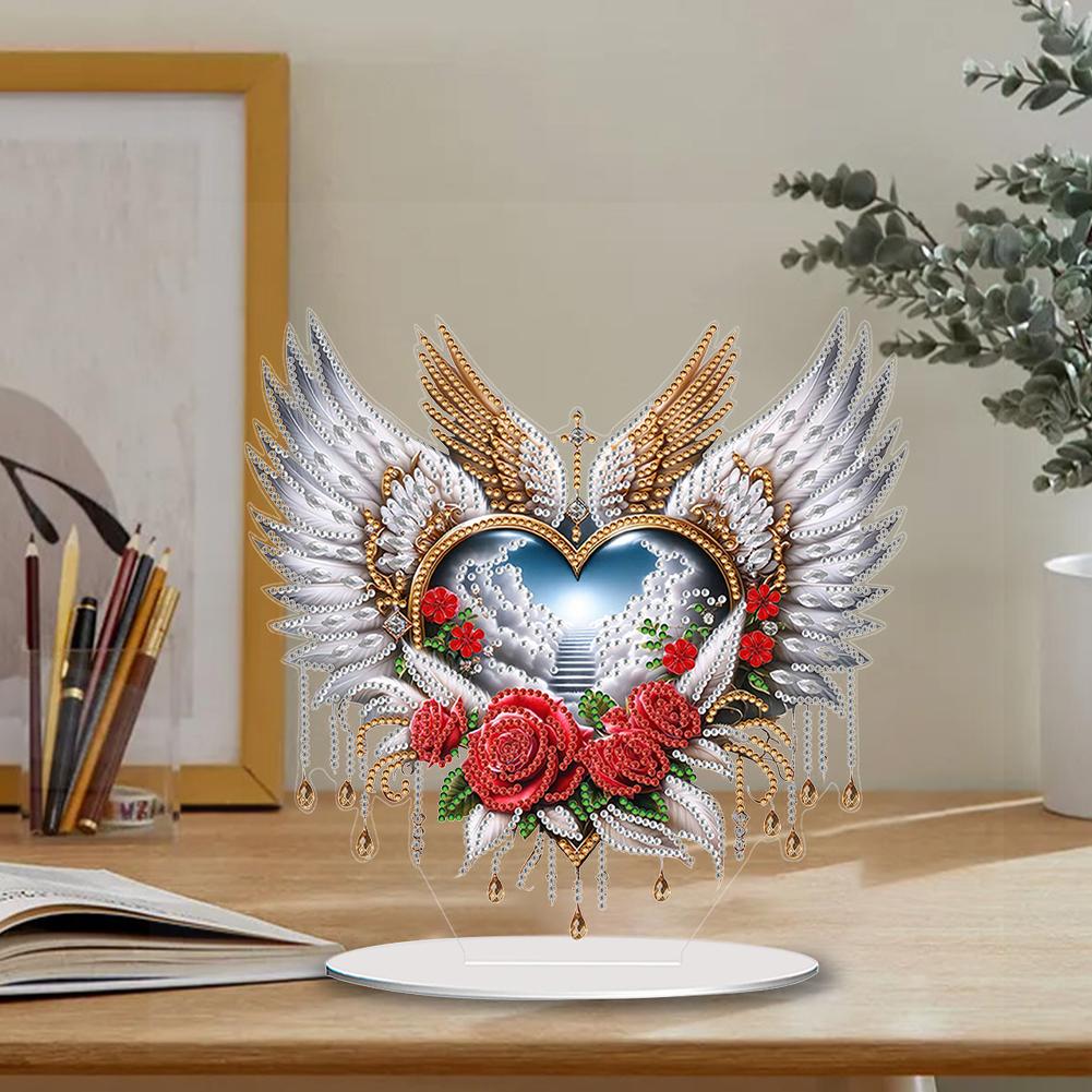 Acrylic Special Shape Easter Cross Diamond Painting Tabletop Ornaments Kit Rhinestones Desktop Ornaments for Home Office Decor