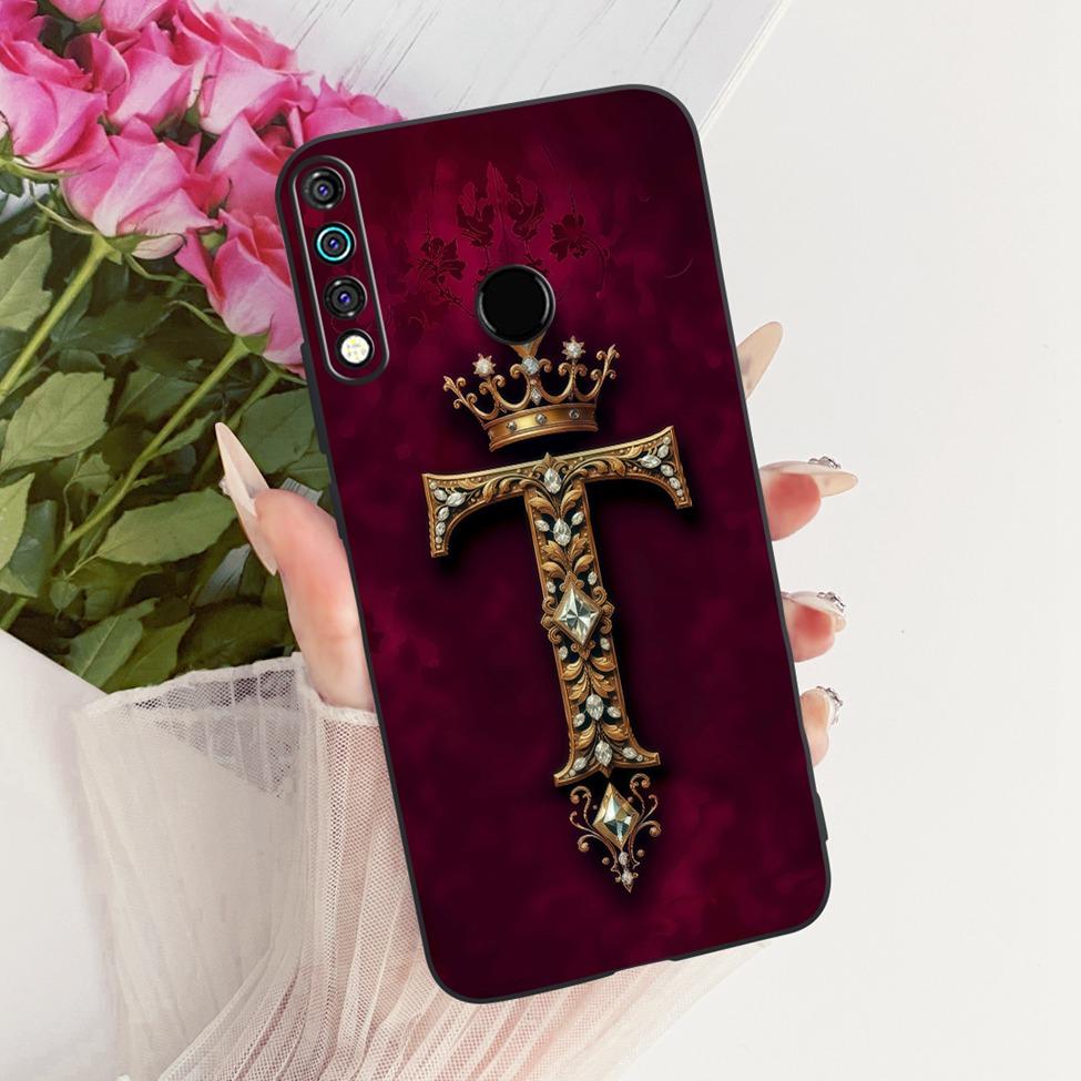 Чехол для Tecno Camon 12 CC7S Чехол для Tecno Camon 12 Силиконовый Роскошная Корона Буквы от A до Z 2D Плоский Рисунок Мягкий Корпус Телефона