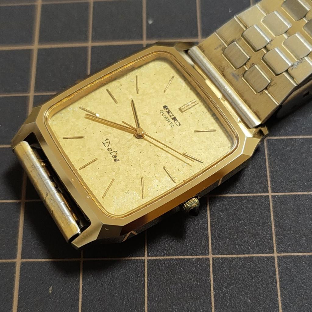 SEIKO QUARTZ Dolce Dolce Квадратные Золотые Кварцевые Часы Управление K26 [Рабочее Состояние] Мужские