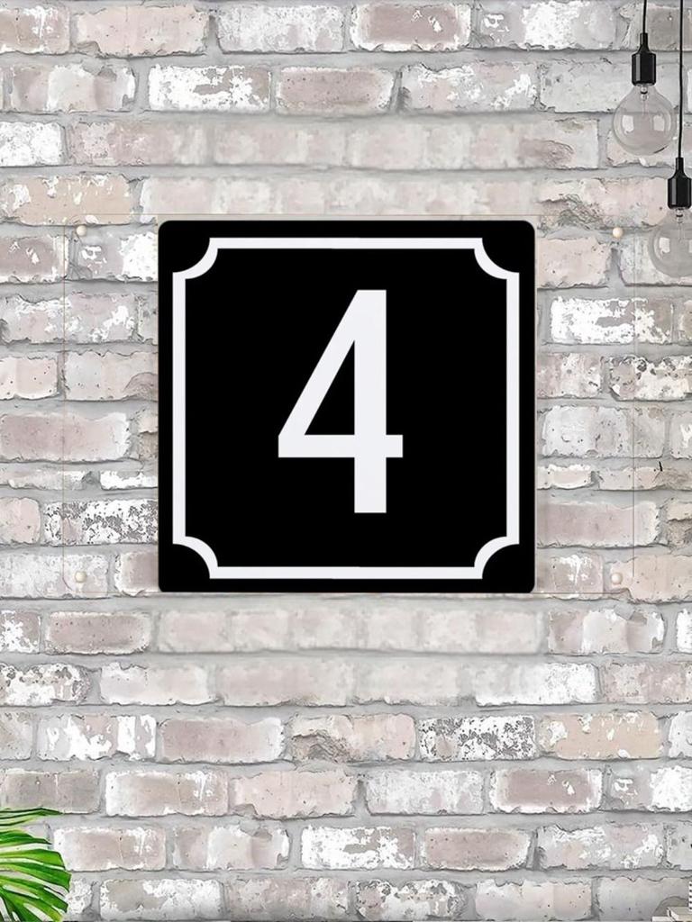 House Number X Classic Black Metal Sign 20x20cm, Modern Door Wall Decor