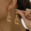 1 Pair Fashionable Personality Red Wine Glass Bottle Earrings Creative Hollow Holiday Party Gift Ear Jewelry
