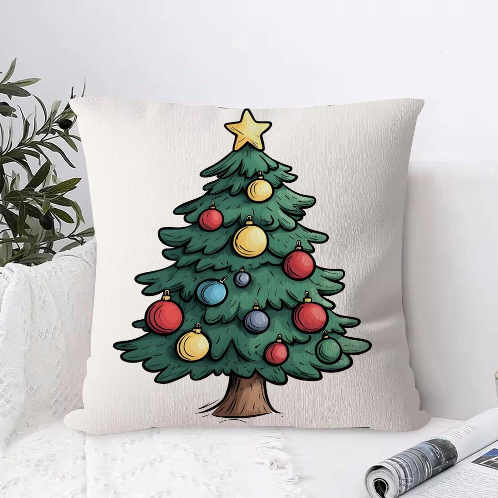 C-Christmas treeS Pillow Case Square Pillow Bedroom Sofa Leisure Comfort Cushion Living Room Home Decoration