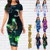 Тонкое платье длиной до колена с коротким рукавом, модное женское платье миди с 3D принтом цветов и бабочек
