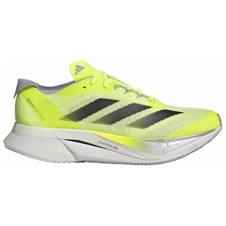 New Adidas Adizero Boston 12 Lucid Lemon Core Black Silver Metallic JQ2553