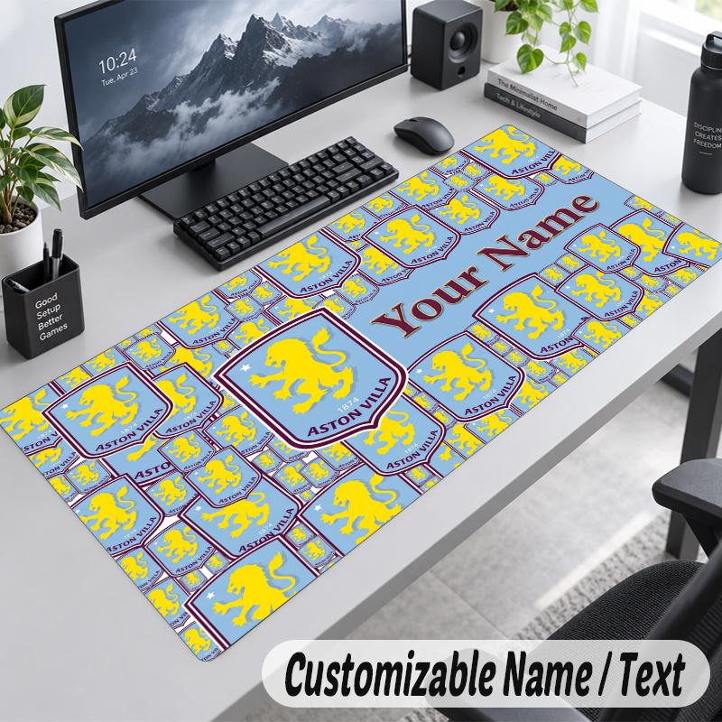 Aston Villa Personalized Large Mouse Pad Custom Name Text Extended Desk Mat Gaming Mousepad