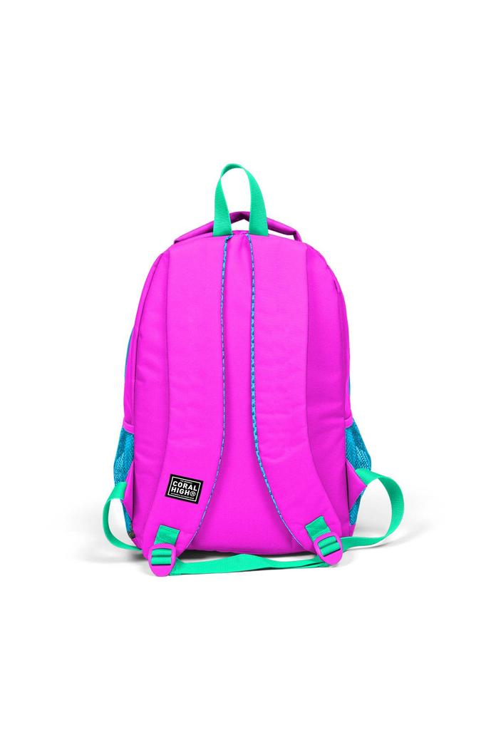 Детский школьный рюкзак с тремя отделениями Coral High Kids Pink Blue Glittery Cat Patterned 14387
