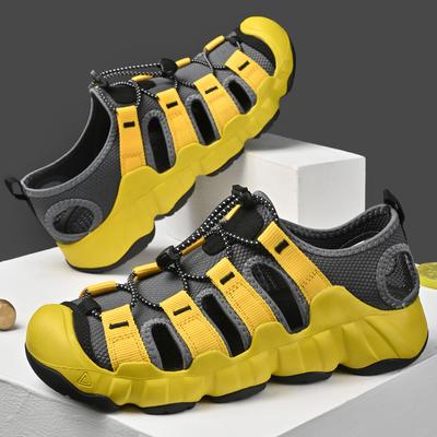 Желтые модные женские брендовые сандалии, уличные повседневные летние сандалии, женские пляжные сандалии, качественная коровья кожа, обувь для ходьбы и пеших прогулок