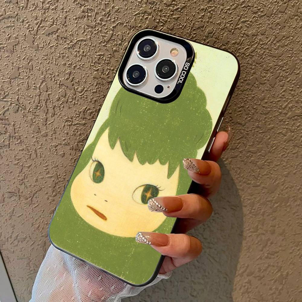 Contemporary Art Yoshitomo Nara Phone Case Color Silver Shell For LPhone 17 16 16e 15 14 13 12 11 Pro Max Plus