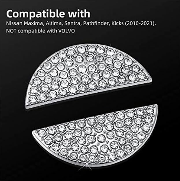 AEEIX Glitter Handle Logo Cap Compatible with Nissan DIY Diamond Crystal Emblem Accessories Interior Decoration for Women Compatible with Nissan Rogue