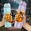 1PC Bee Sunflower Floral Print 750ml Color Plastic Sports Water Bottle Leakproof Flip Straw Lid Suitable for Sports Office Home Use