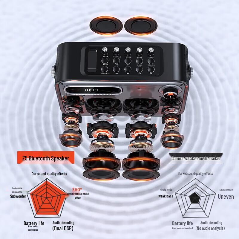 Портативная Bluetooth-колонка SANSUI Z5 с Quad Bass, штекер CN (адаптер в комплекте) (Китайская версия)