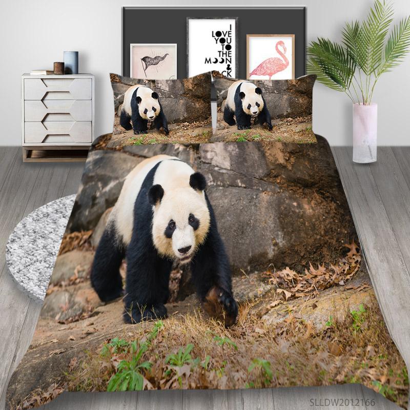 3D Panda Series Bedding Set Animal Theme Series Quilt Cover Pillow Case 2 or 3 Pieces of Microfiber Fabric AU Extra Large Home Decoration