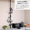 YAMAZEN Short Tension with 2 Hooks and 3 Kitchen Spice Entryway 25cm x x Gap Suitable for Rental Assembly Black Pole, One-Touch Installation, Trays,