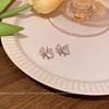 Korean version ins style zircon bow earrings women's light luxury fashion personality hollow earrings new temperament ear jewelry