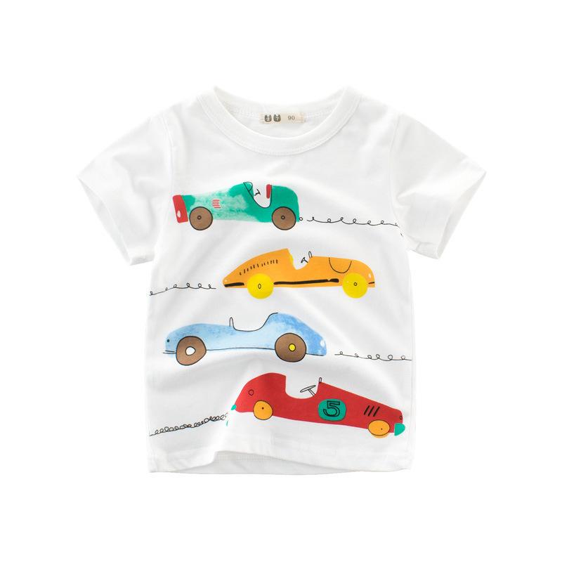 Boys Summer Short Sleeve T Shirt with Dinosaur Print for Toddlers and Kids