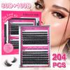 Hot Melt Single Cluster Diy Segmented False Eyelashes 204 Cluster Set Large Capacity Single Cluster False Eyelashes Gift Box Set