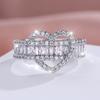 Love Zircon Square Luxury Heart Rings For Women Men Stylish Wedding Party Jewelry Fashion Gift