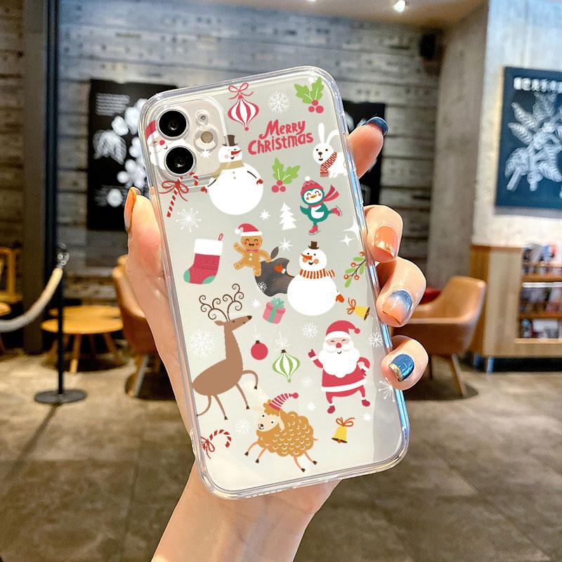 Прозрачный чехол для Apple iPhone 14 11 13 12 Pro 7 8 Plus XR X XS Max 6 6S 13Pro силиконовый чехол для телефона Снеговик Рождественский мультфильм