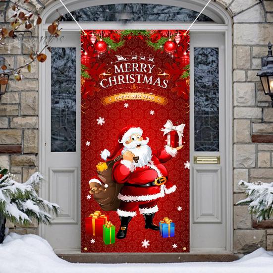 Рождественский занавес, баннер, многоразовый, легко повесить, праздничный дверной чехол для украшения дома, фотосъемка