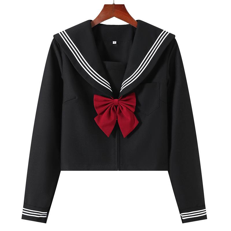 Школьная форма для девочек Jk Suit Red Tie Black Three Basic Sailor Uniform Women Long Sleeve Suit