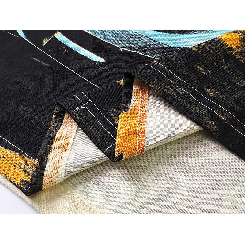 Трендовая летняя футболка Rock Street 2025 года унисекс в стиле ретро с принтом автомобиля, хлопковая футболка для пары