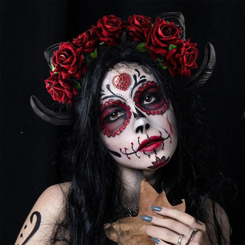 Готический кружевной костюм ведьмы Обруч для волос Готический Темный Кружевной Рог Укладка волос для Живого Шоу Повязка на голову Карнавалы