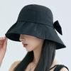 Летняя шляпа-ведро с широкими полями, женская кепка в рыбацком стиле с бантом для путешествий, женская повседневная однотонная шляпа от солнца, женская шляпа с козырьком UPF