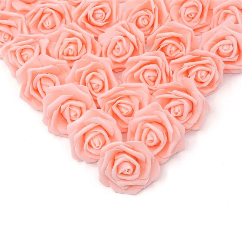 100 Pcs Artificial Rose Flower Heads Real Looking Foam Fake Roses for DIY Wedding Party Tables Home Decoration