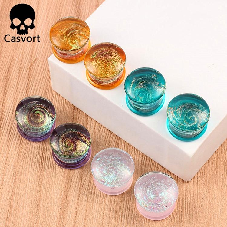 Casvort 2 шт. Новые стеклянные серьги для ушей, расширители, заглушки для пирсинга, туннели, растяжки для ушей, подарок для женщин, мужчин, подарок