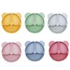 Baby Safe Silicone Dining Plate Solid Cute Cartoon Children Dishes Smile Face Baby Tableware Set Retro Kids Plate
