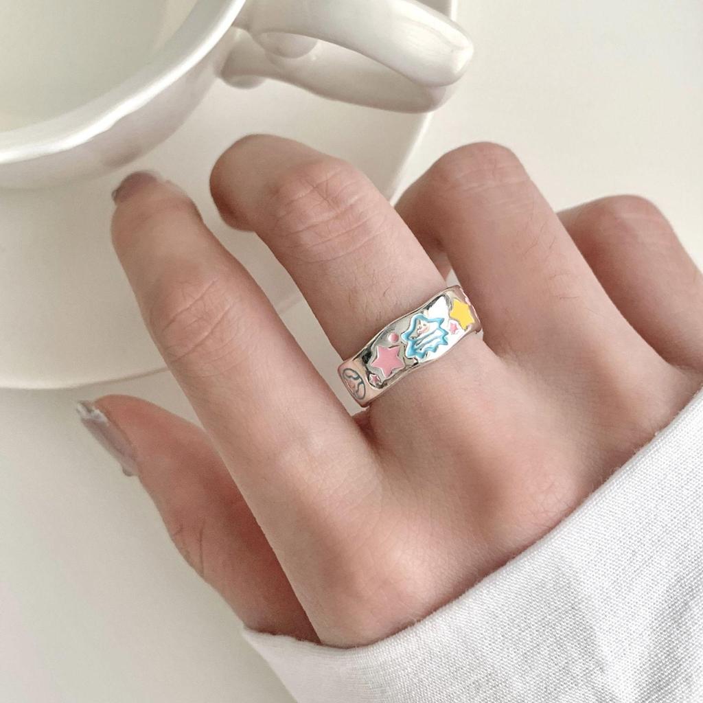 Кольца-стеки в стиле дофамин: Милые кольца на пальцы с открытой шинкой в виде звезд и динозавров для женщин