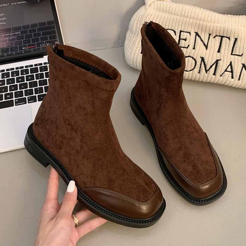 Suede Chunky Woman Ankle Boots Designer Fashion Casual Walking Shoes 2024 Winter New Trend Cozy Dress Eleglant Goth Botas Mujer