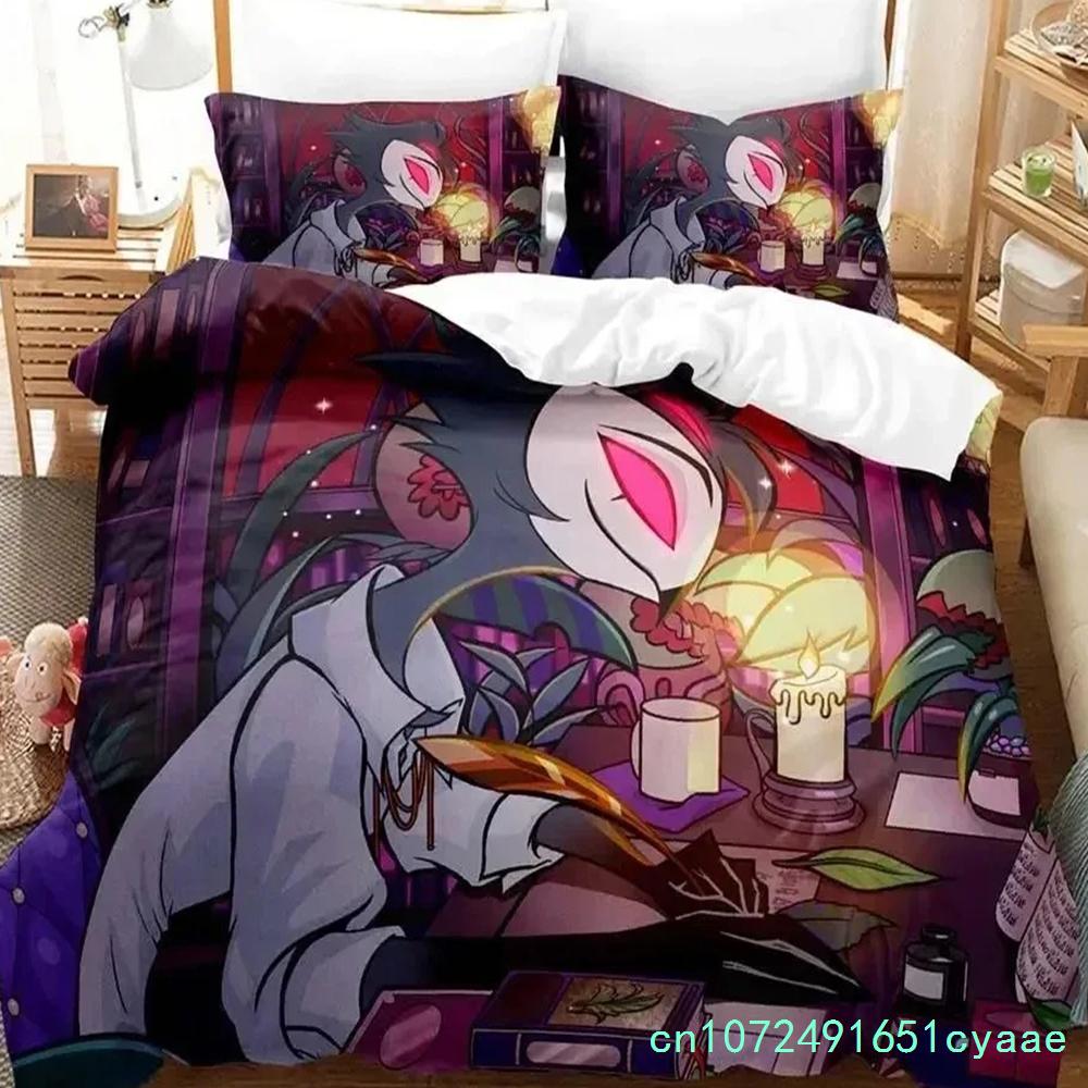 Аниме Hazbin Stolas Hotel Комплект постельного белья 3D-печать Подходит для спальни Комплект с пододеяльником и наволочками Детский домашний текстиль