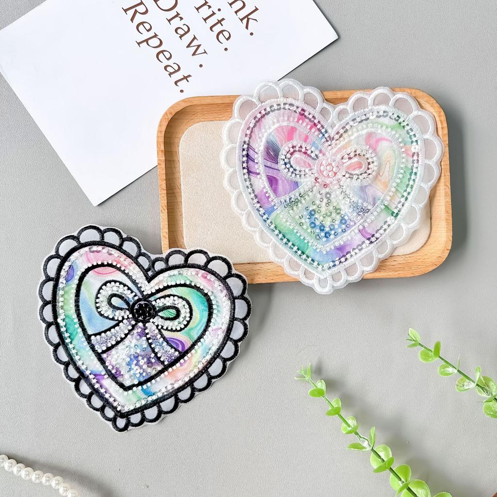 Symphony Organza Three-Dimensional Pearl Love Cloth Sticker Handmade Bag Hair Accessories Clothing Cloth Patch Cloth Sticker Accessories