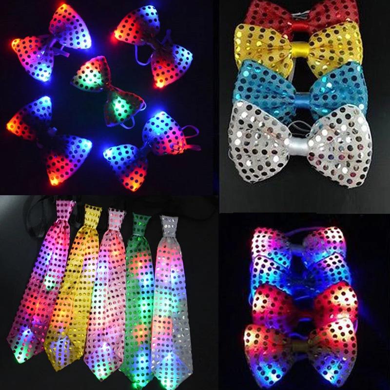 1 шт. SequinTie цветной мигающий светящийся галстук унисекс эластичный галстук светодиодный мигающий производительность украшения свадебные принадлежности для вечеринок
