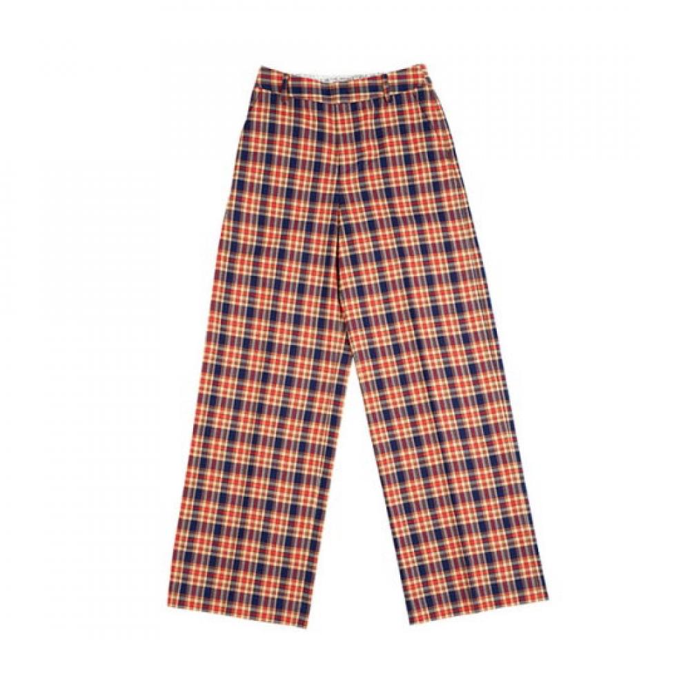 People Of The World Check Elastic Waist Wide Leg Pants 23fw