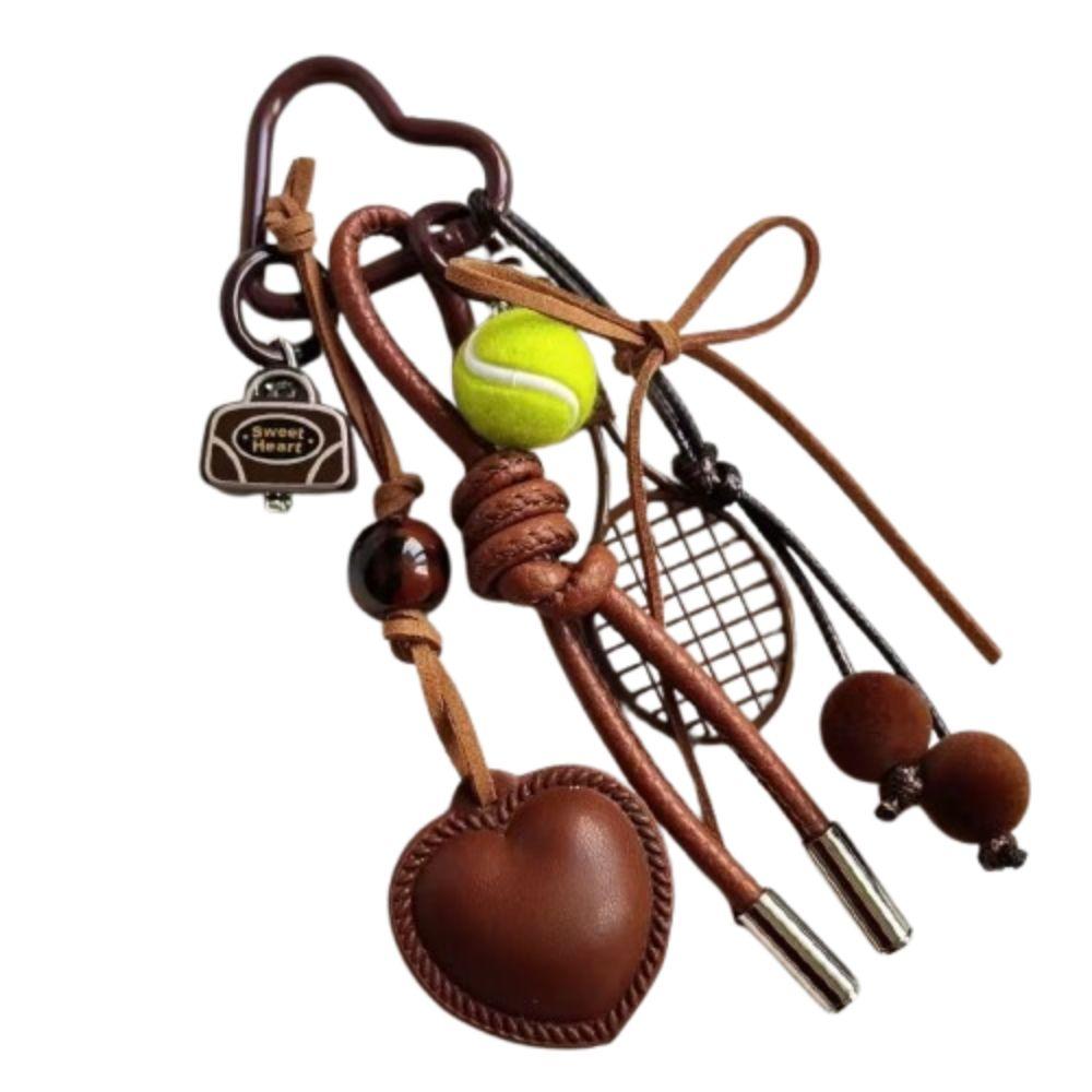 Backpack Decor Brown Bow Heart Bag Pendant Leather Korean Charm Rope Keyring Women Girl
