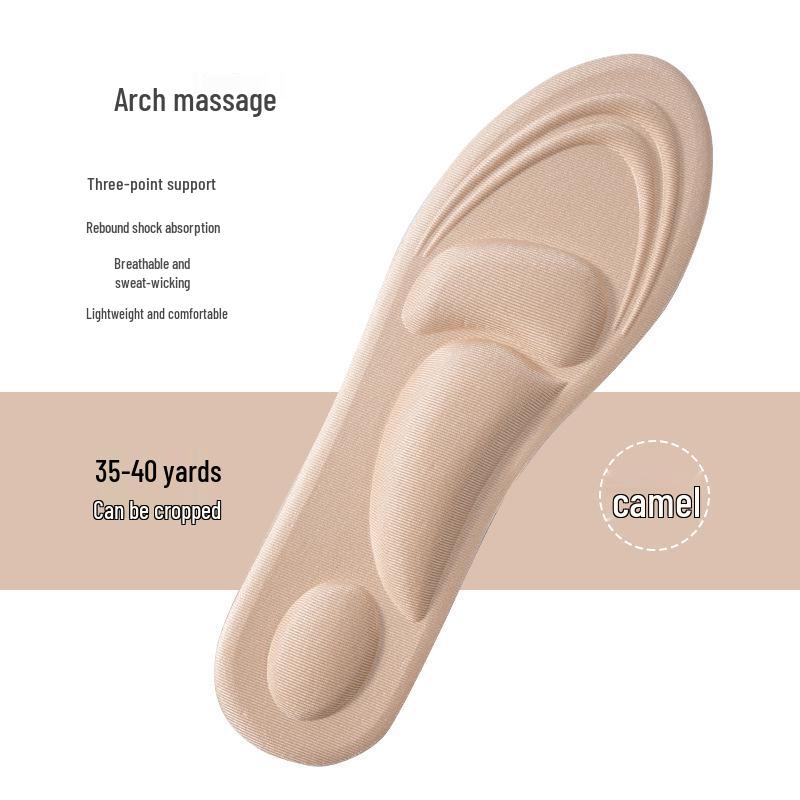 5D Non-Slip Breathable Sports Insoles for Men and Women, Shock-Absorbing, Massage Comfort, Arch Support, Ultra-Soft Sole for Military Training.