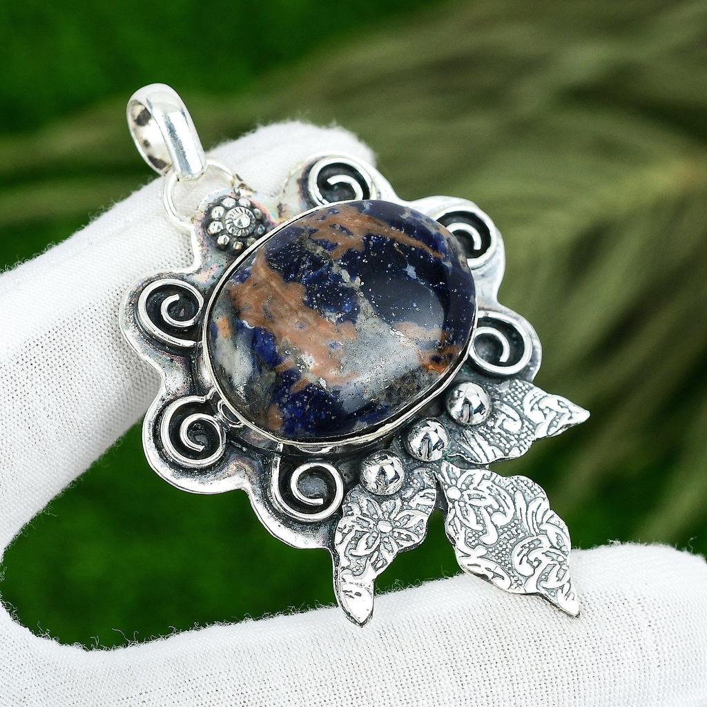 Mothers day Deal 925 Silver Oval Sodalite Gemstone Sister Unique Pendant Jewelry