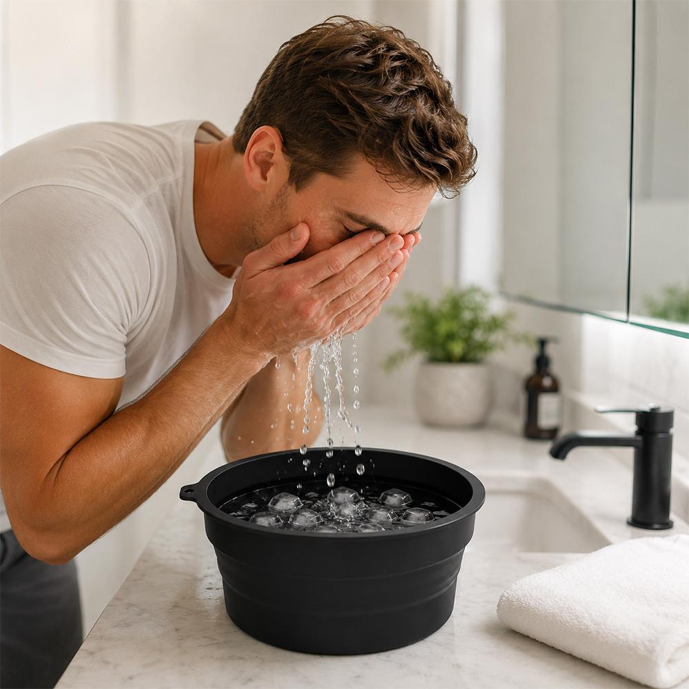 Built-in Ice Tray Face Ice Bath Bowl Silicone Skincare Washbasin Face Dipping Bowl for Women Girls