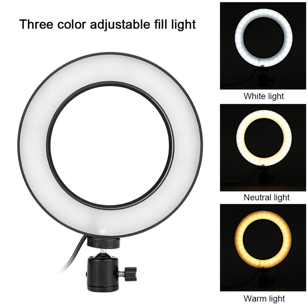 6 Inch Ring Shape Photography Lighting 3 Colors Adjustable Fill Light USB Interface