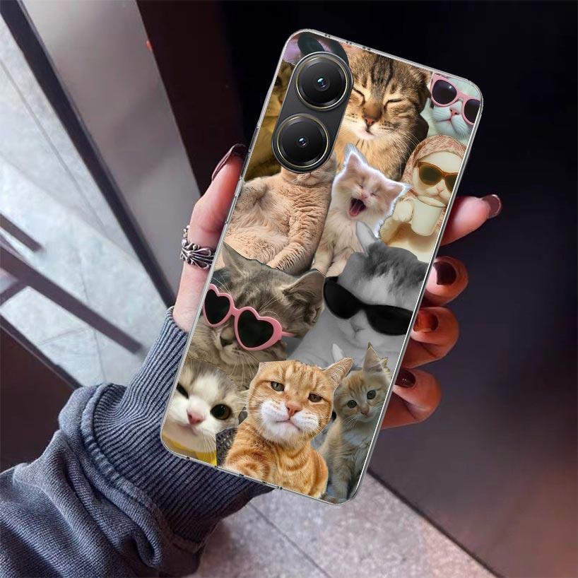 Crying Cat Memes Phone Case For Xiaomi Poco X7 X6 X5 Pro F7 Ultra Redmi 15C 15 13 13C 12 12C 10 10A 10C 9 9A 9C 9T Shell Poco X7