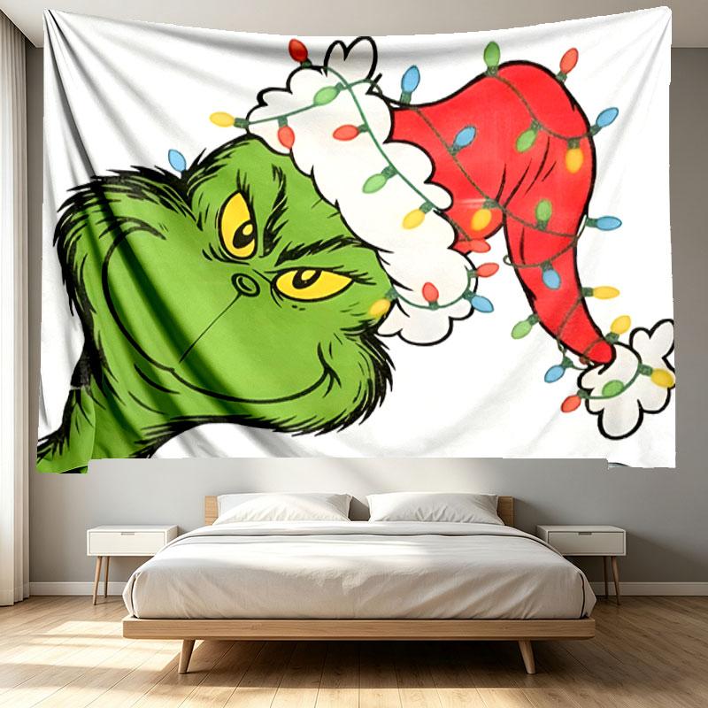 The Grinch Print Tapestry - Portable Wall Decor Cloth, for Home, Dorm, Travel, Bedroom, Living Room - Ideal Birthday Housewarming Gift