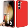 Protective Case - Efconnection - for Samsung Galaxy S23 - Soft Silicone - Red - 2 Tempered Glasses