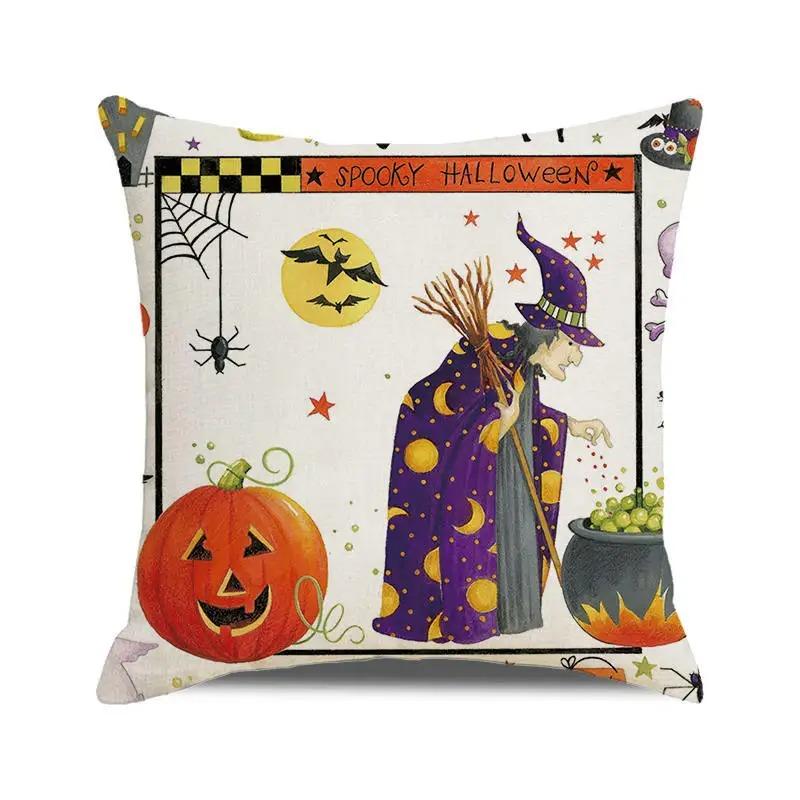 Декоративная наволочка для подушки на Хэллоуин с изображением тыквы, летучей мыши, волшебника, призрака, подходит для украшения дома, гостиной, дивана, комнаты