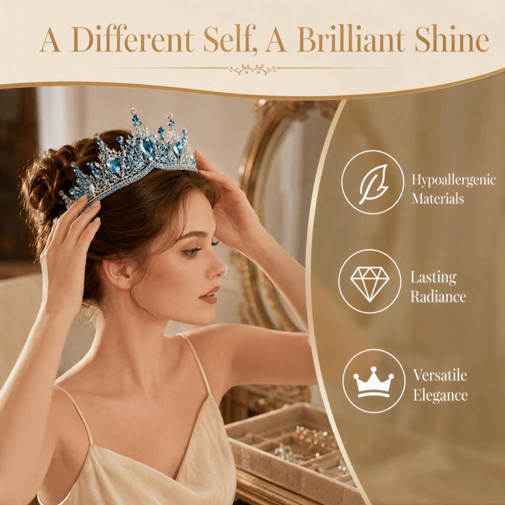 Shining Crystal Crystal Crown Headband Polished Finish Bridal Crown Tiara Birthday Gift