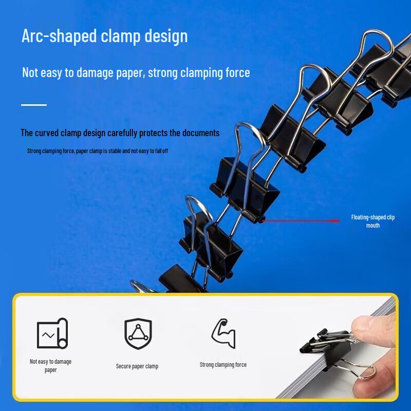 Deli 25mm Black Metal Binder Clips (48-pack)